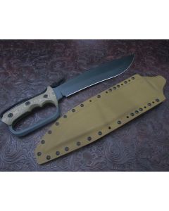 Treeman handmade Knives D Guard Machete with 11 inch high carbon steel blade single hilt guard with durable camo G-10 handles