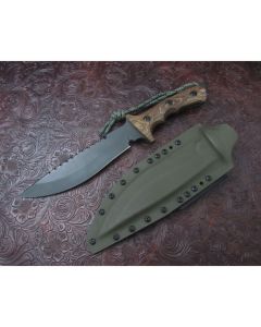 Treeman handmade Knives original Bowie with 7 inch high carbon steel blade double hilt guard with durable multi-color G-10 handles