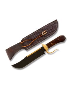 Todd Hunt custom brass back bowie knife 12.25 inch blade with curly maple handles O1 tool steel blade plain edge