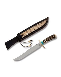Todd Hunt custom Bowie knife Stag handle turquoise spacers 11.25 inch O1 tool steel blade