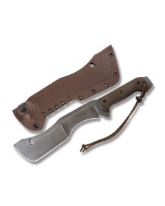 Todd Hunt M18 with Green Micarta Handles and 59RC Steel Plain Edge Blades and Brown Kydex Sheath