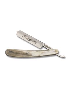 Timor Straight Razor 6.375" with Rams Horn Handles and Carbon Steel Plain Edge Blades