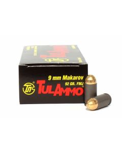 TulAmmo 9x18 Makarov 92 Grain Full Metal Jacket 50 Rounds