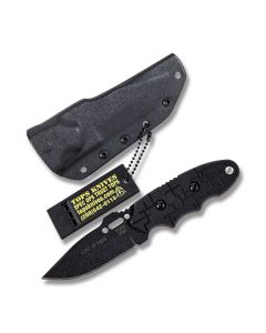 TOPS C.A.T Fixed Blade Knife with Black G-10 Handle and Black Traction Coated 1095 Carbon Steel 3.25" Drop Point Plain Edge Blade and Kydex Sheath Model 200H-01