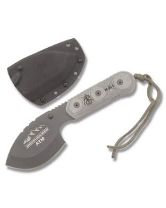 Tops American Trail Master with Black Linen Micarta Handle and Black Coated 1095 Carbon Steel 3.75" Widebelly Plain Edge Blade and Kydex Sheath Model ATM-01