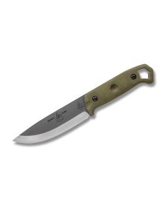 TOPS Knives Brakimo with Green Canvas Micarta Handles and Tumble Finish 1095 High Carbon Steel Blades Model BRAK-01