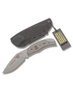 TOPS Cheetah with Black Linen Micarta Handles and Tactical Gray Coated 1095 Carbon Steel 3.25" Drop Point Plain Edge Blade Model CH262