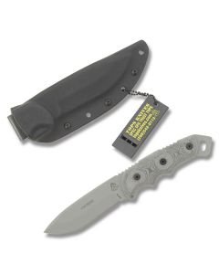 TOPS Cochise with Black Linen Micarta Handles and Tactical Gray Coated 1095 Carbon Steel 4.50" Hunters Point Plain Edge Blade Model CO55