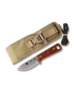 Tops CUB Fixed Blade Knife with Tan Canvas Handle and Bead Blast Finish 1095 Carbon Steel 3.625" Drop Point Plain Edge Blade Model 