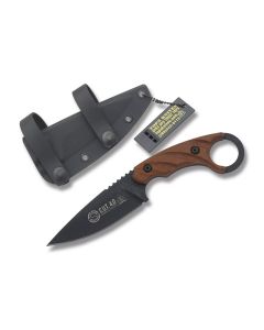 TOPS C.U.T. 4.0 Combat Utility Tool with Tan Micarta Handle and Black Traction Coated 1095 Carbon Steel 4.25" Drop Point Plain Edge Blade with Black Kydex Sheath Model CUT-40