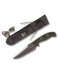 TOPS Dakota Drifter with Black and Green G-10 Handles and Black Traction Coated 1095 Carbon Steel 5.75" Clip Point Plain Edge Blade Model DAKD-5G