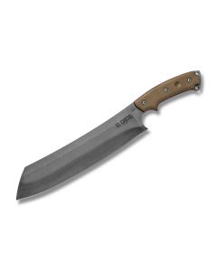 TOPS Knives El Chete Machete with Black and Green Micarta Handles and Acid Rain Finished 1095 Steel Plain Edge Blades Model ELCH-01