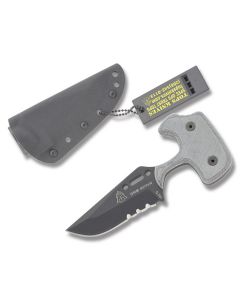 TOPS Grim Ripper with Black Linen Micarta Handles and Black Traction Coated 1095 Carbon Steel 3.75" Clip Point Plain Edge Blade Model GRPR-01