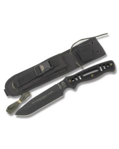 TOPS High Desert Survival Knife with G-10 Handle and Black Traction Coated 1095 Carbon Steel 6.188" Drop Point Plain Edge Blade and Nylon Sheath Model TPHDSK-01