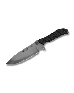 TOPS Knives Silent Hero with Black Linen Micarta Handles and Black River Wash Finish 1095 High Carbon Steel Drop Point Plain Edge Blades Model HERO-01