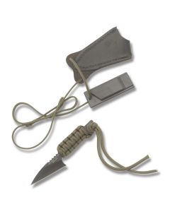 TOPS Hoffman Harpoon Mini with Paracord Wrapped Handle and Black Traction Coated 1095 Carbon Steel 2.50" Harpoon Plain Edge Blade Model HOFHAR-MINI