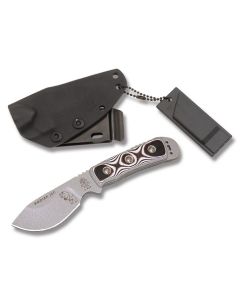 TOPS Kodiak JAC with Black and White G-10 Handles and Sand Blasted 1095 Carbon Steel Blade and Kydex Sheath and Model KJAC-01
