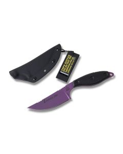 TOPS Knives Elite Lioness Fixed Blade with Black G-10 Handles and Wild Purple Cerakote Finish 1095 High Carbon Steel 3.50” Drop Point Plain Edge Blades and Kydex Sheath Model LION-ELT