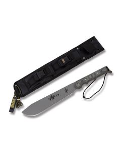 Tops Machete 170 with Black Linen Micarta Handle and Tactical Gray Coated 1095 Carbon Steel 10.25" Machete Plain Edge Blade and Black Ballistic Nylon Belt Sheath Model MAC-170