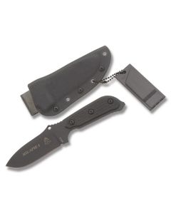 TOPS MIL SPIE 3 with Black Linen Micarta Handles and Black Traction Coated 154CM Stainless Steel 3.50" Hunters Point Plain Edge Blade Model MIL-03