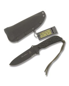 TOPS MIL-SPIE 5 with Black Micarta Handle and Black Coated 1095 Carbon Steel 5.50" Clip Point Plain Edge Blade and Kydex Sheath Model MIL-05