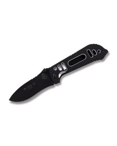 Tops MIL-SPIE 3.5 Folding Knife with Black Coated T60-61 Aluminum Handle and Black Traction Coated N690Co Stainless Steel 3.50" Drop Point Plain Edge Blade Model MIL3.5H-01