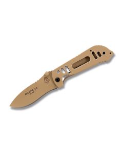 TOPS MIL-SPIE Folding Hunter 3.50" with Coyote Tan Coated Aluminum T60-61 Handle and Coyote Tan Coated N690Co Stainless Steel Blade Model MIL3.5H-02