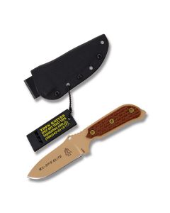 Tops MIL Spie3 Elite Fixed Blade Knife with Tan Canvas Micarta Handle and Coyote Tan Coated 154CM Steel 3.375" Drop Point Plain Edge Blade with Black Kydex Sheath Model  MIL3-ELITE-TAN