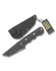TOPS SAW 02 Special Assault Weapon with Black G-10 Handles and Black Traction Coated 1095 Carbon Steel 3.50" Tanto Partly Serrated Blade Model SAW-02