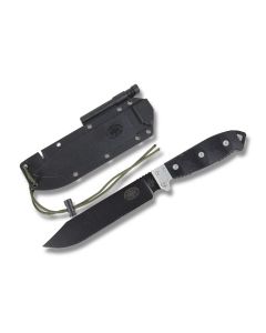 Utica Tactical Large Fixed Blade with Black Micarta Handles and Black Powder Coated High Carbon 1095 Steel Clip Point Plain Edge Blades Model UTKB6