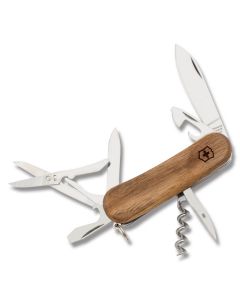 Victorinox Swiss Army Delémont Collection EvoWood 14 3.375" with Hardwood Handle and Stainless Steel Blades and Tools Model 2.3901.63US1