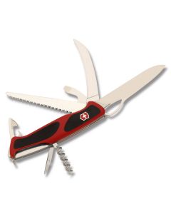 Victorinox Delémont Collection  RangerGrip 5.125"with Red Composition Handle and Stainless Steel Blades and Tools Model 0.9583.MCUS2