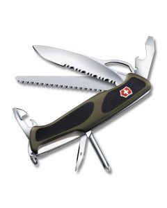 Victorinox Swiss Army Ranger Grip 178 5.125" with OD Green Composition Handle and Stainless Steel Blades and Tools Model 0.9663.MWC4