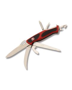 VictorinoxRangerGrip 58 Hunter 5.125" with Red and Black Composition Handle and Stainless Steel Blade and Tools Model 0.9683.MC