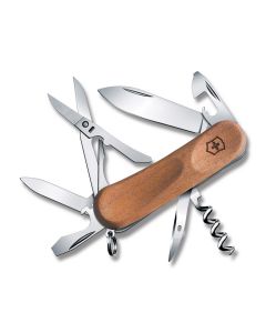 Victorinox Swiss Army Evolution Wood 14 with 3.313" with Walnut Handle and Stainless Steel Blades and Tools Model 04397