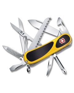 Victorinox Swiss Army Evolution Grip S18 3.375" with Black and Yellow Handle and Stainless Steel and Tools Model 2.4913.SC8