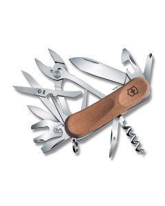 Victorinox Swiss Army Evolution Wood S557 3.313" with Walnut Handle and Stainless Steel Blades and Tools Model 04417