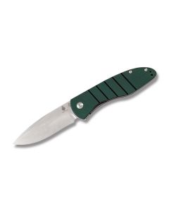 Kizer Vanguard Velox 2 Folding Knife with Green and Black G-10 Handle and Satin Coated VG-10 Stainless Steel 3.439" Drop Point Plain Edge Blade Model V4478A2