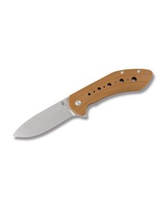 Kizer Vanguard Kala Folding Knife with Brown G-10 Handle and Satin Coated VG-10 Stainless Steel 3.75" Drop Point Plain Edge Blade Model V4479A2