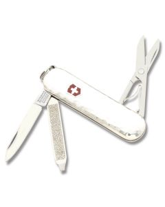 Victorinox Swiss Army Classic SD 2.313" with Hammered Sterling Silver Handle and Stainless Steel Blade and Tools Model 53029