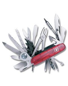 Victorinox SwissChamp XLT 3.625" with Translucent Ruby Composition Handle and Stainless Steel Blades and Tools Model 53504