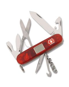 Victorinox Swiss Army Traveller 3.625" with Translucent Ruby Composition Handle and Stainless Steel Blades and Tools Model 53858