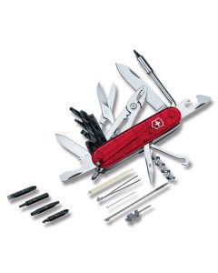 Victorinox Swiss Army CyberTool 3.625" with Translucent Ruby Composition Handle and Stainless Steel Blades and Tools Model 53919