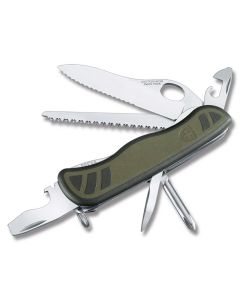 Victorinox Swiss Army Soldier 4.375" with Green Composition Handle and Stainless Steel Blades and Tools Model 53945