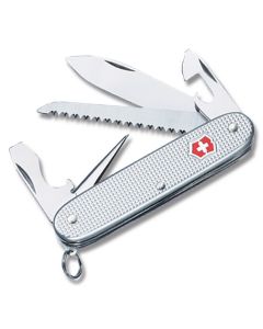 Victorinox Swiss Army Farmer 3.75" with Silver Alox Handle and Stainless Steel Blades and Tools Model 53964