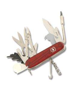 Victorinox CyberTool Lite 3.625" with Translucent Ruby Composition Handle and Stainless Steel Blades and Tools Model 53969