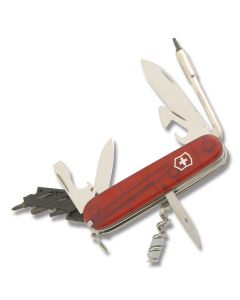 Victorinox Swiss Army Cybertool 3.625" with Translucent Ruby Composition Handle and Stainless Steel Blades and Tools Model 54919