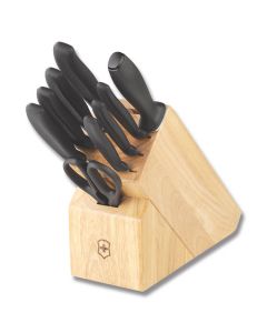 Victorinox Cutlery 10pc Kitchen Block Set with Black Synthetic Handle and Stainless Steel Blade Model 6.7000.10US1