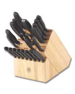 Victorinox Cutlery 22 Piece Kitchen Block Set with Black Fibrox Handles and Stainless Steel Blades Model 6.7000.22US1 