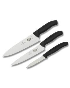 Victorinox 3pc Chef's Knife Set with Black Composition Handle and Stainless Steel Blades Model 6.7000.3US1